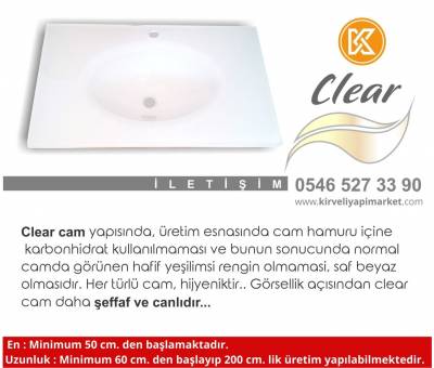 50*80 cm CLEAR Cam Lavabo #kirveliyapimarket