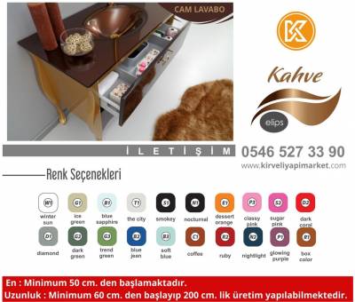 50*65 cm KAHVE Cam Lavabo #kirveliyapimarket